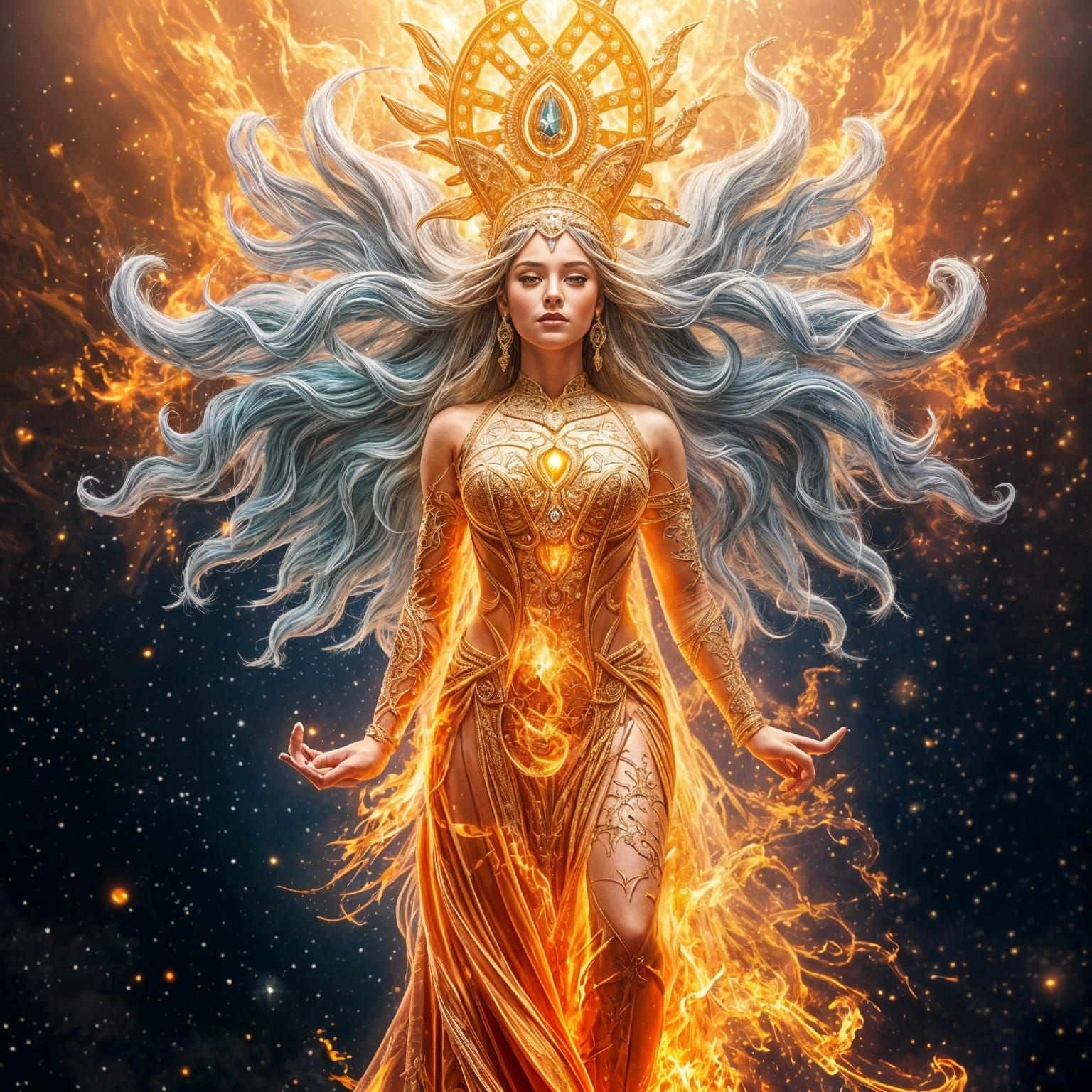 Ethereal Goddess of Cosmic Fire and Ice