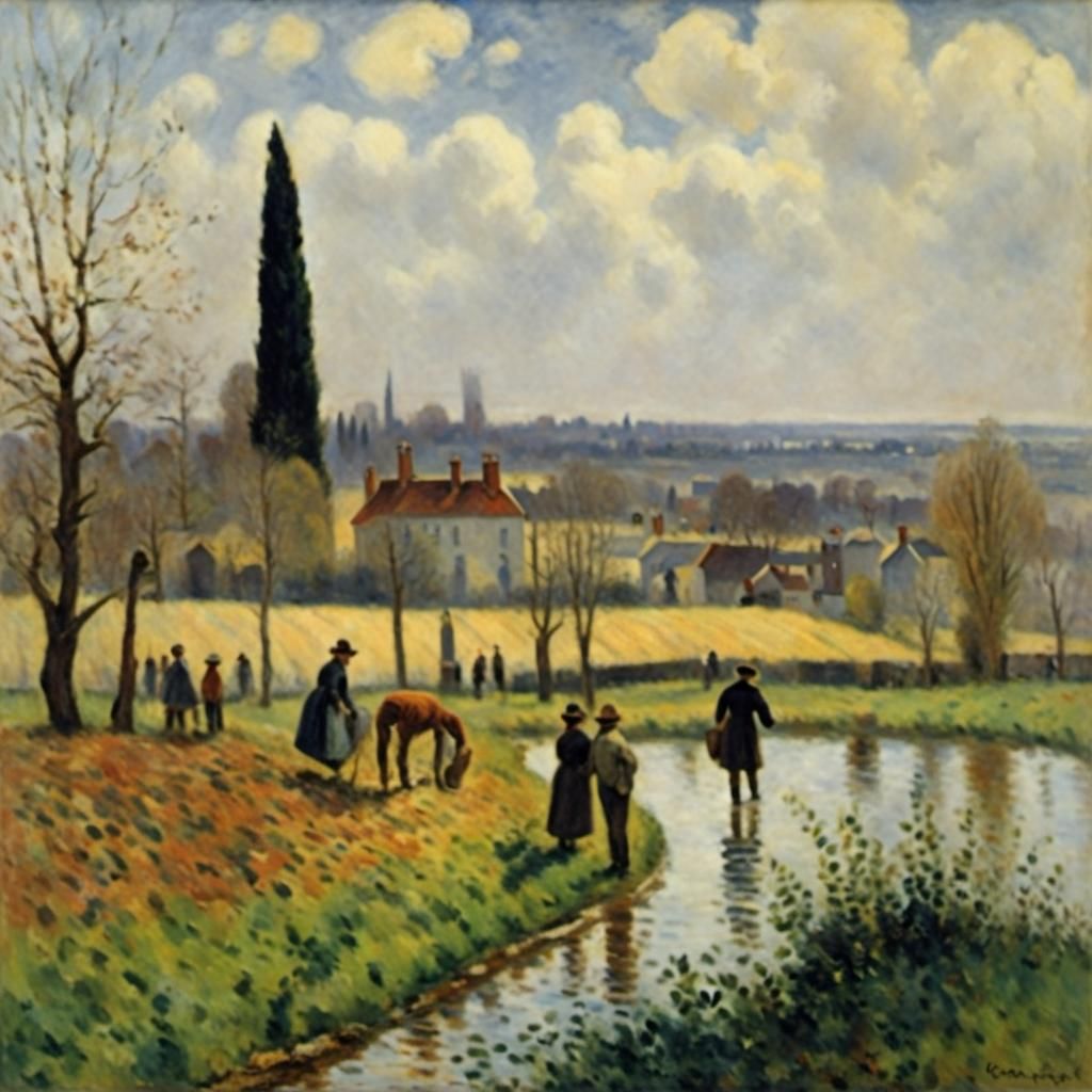Impressionist Landscape Inspired by Camille Pissarro