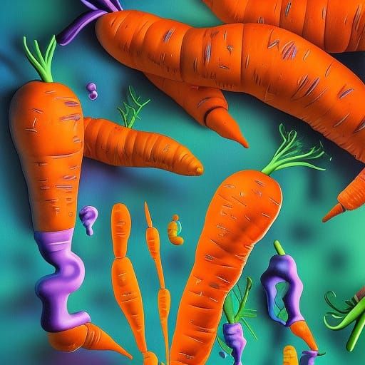 Cosmic Carrots: Holographic Surrealism in Mixed Media