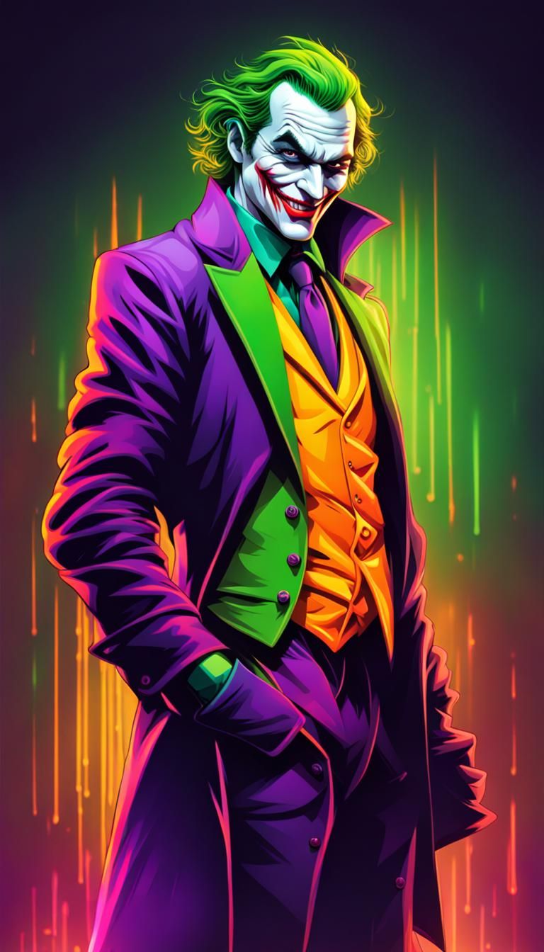 The Joker in Batman Outfit with Neon Glow
