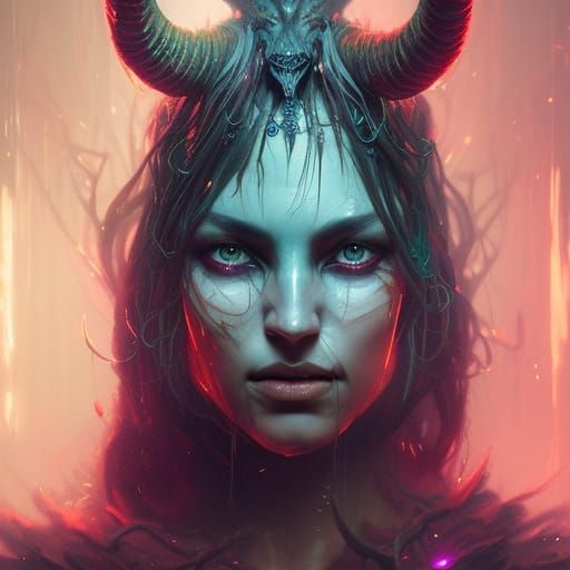 Demonic Queen Portrait in Dark Fantasy Style