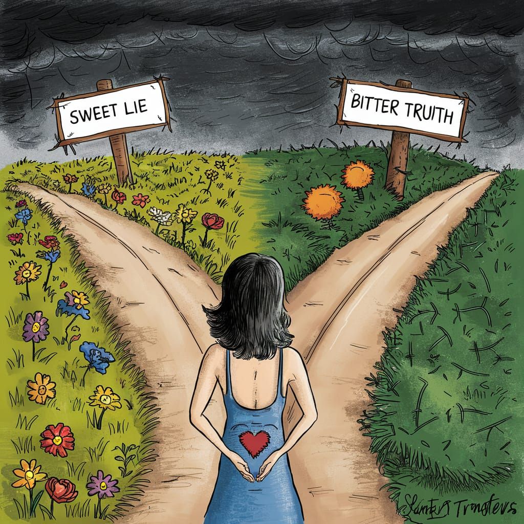 Crossroads of Choice: Sweet Lie or Bitter Truth