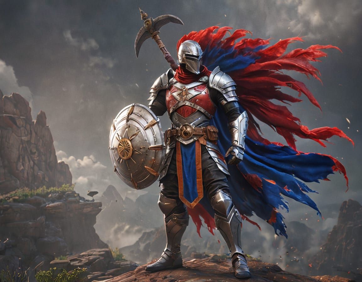 Medieval Astral Warrior in Radiant Armor