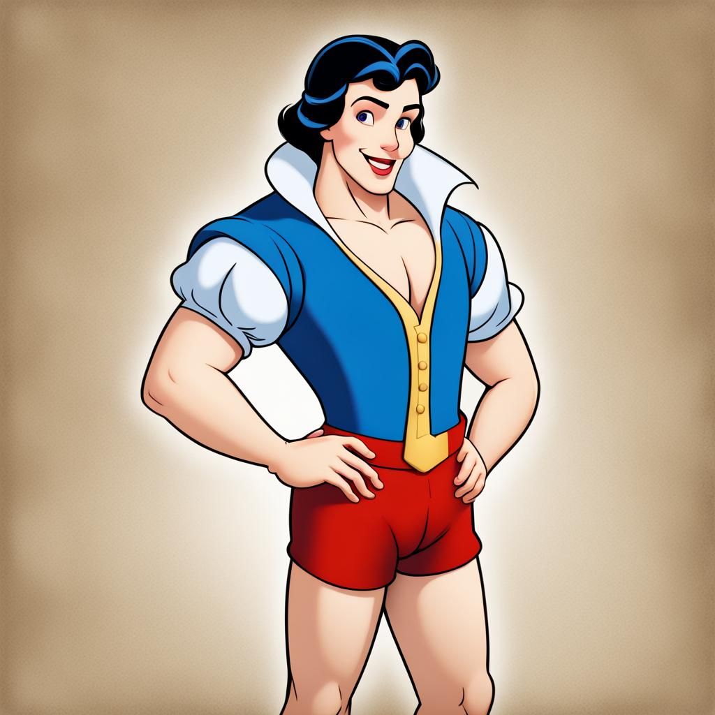 Handsome Fair Man in Briefs, Disney Style