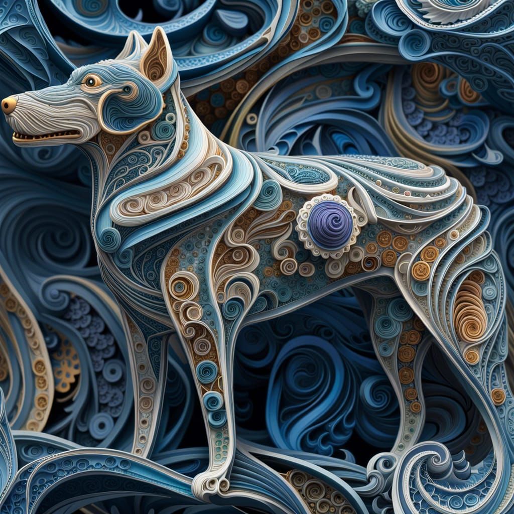 3d model of the Fractal dog, hyperdetailed by Ian miller by James Jean by Killian Eng , intricate elaborate 3dsculpted q...