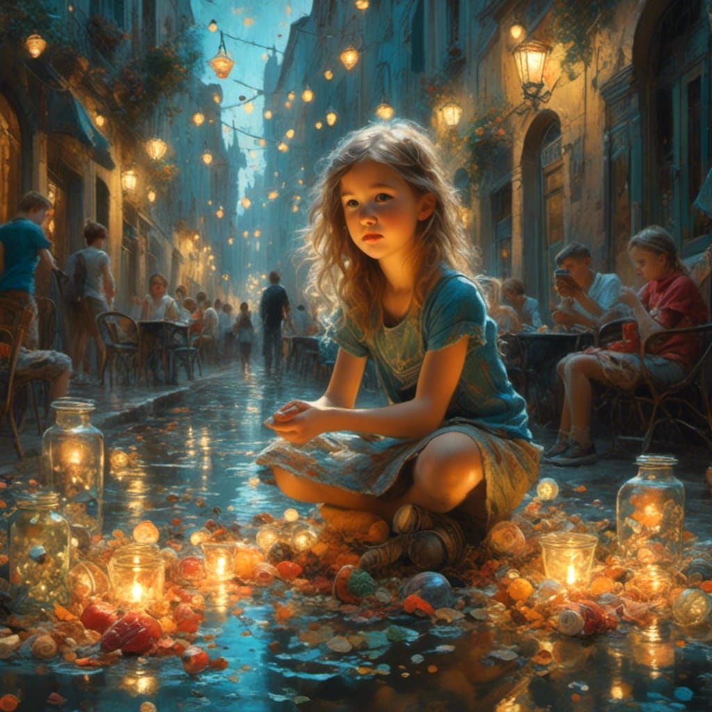 Virgin in Chalk Art Style Fantasy Digital Art