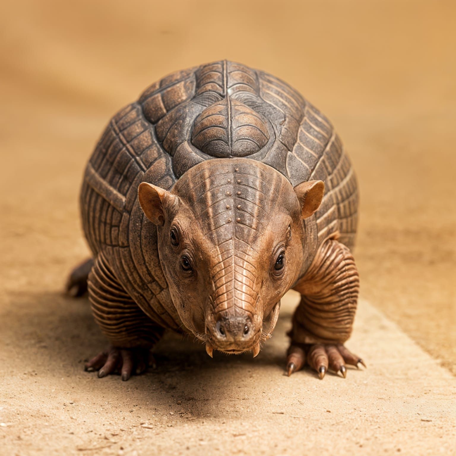 Hyperrealistic Armadillo Portrait on Parchment Background