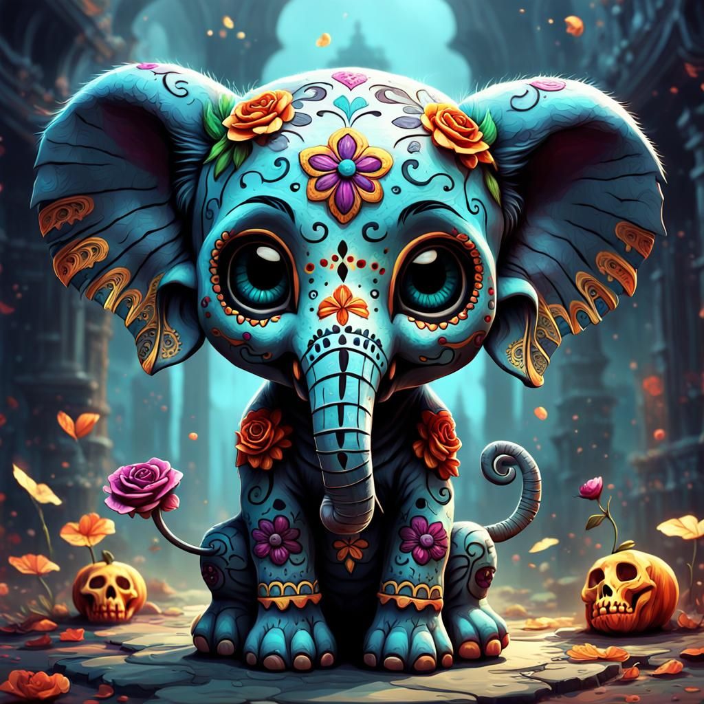 Sugar Skull Style Elephant
