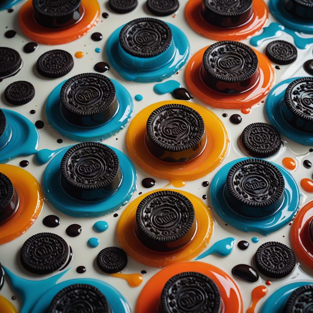 Surreal Jello Mold With Oreo Cookies in Dreamlike Atmosphere