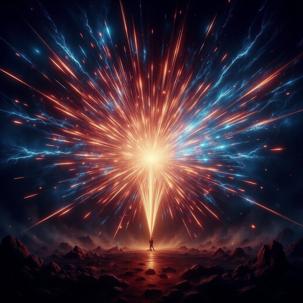 Vibrant Fireworks Exploding in Dark Night Sky