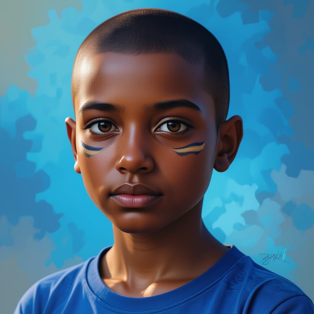 Hyperrealistic Portrait of a Young Egyptian Boy