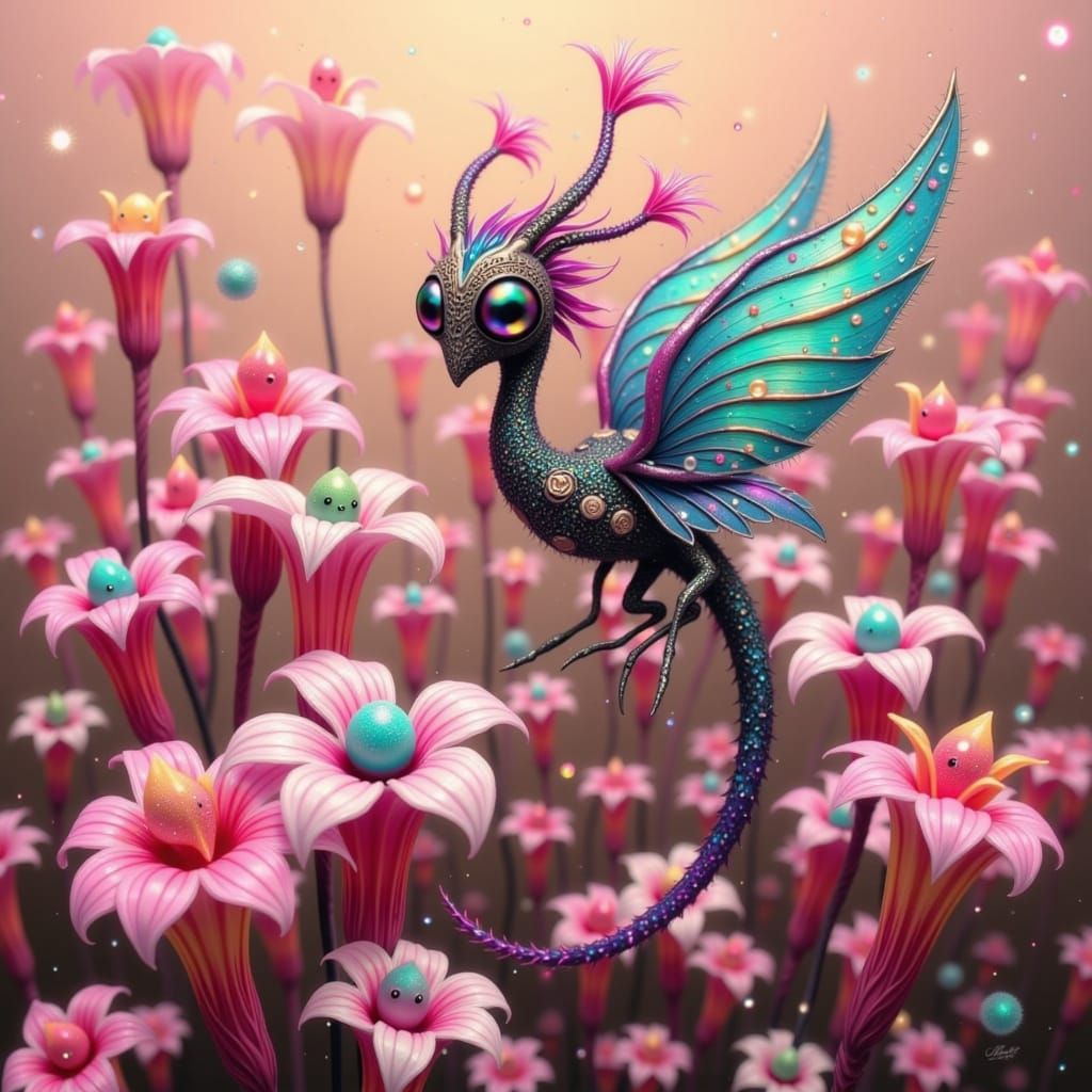 Surreal Bird-of-Paradise Alien Hybrid Concept Art