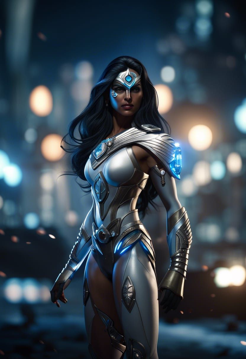 Indian Superhero in Bulletproof Armor on Rooftop