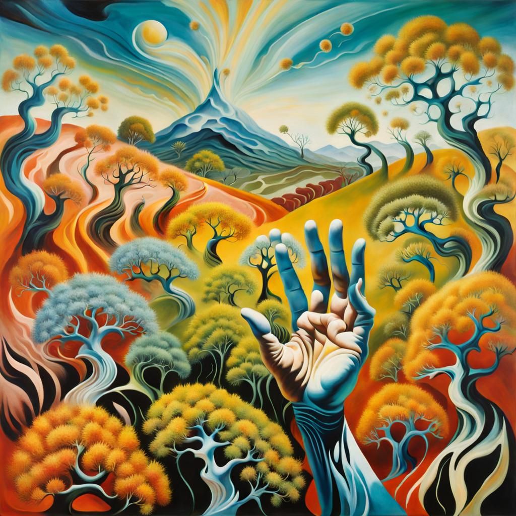Surreal Fingerpunk Landscape Inspired by Dali and Van Gogh