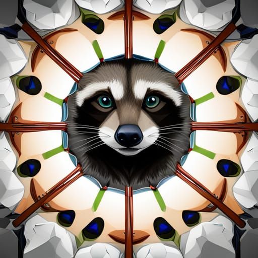 Raccoon in Kaleidoscope at Antarctic Base