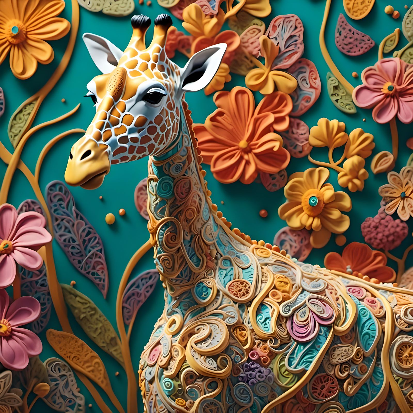 Paisley Giraffe in Anthropomorphic Style