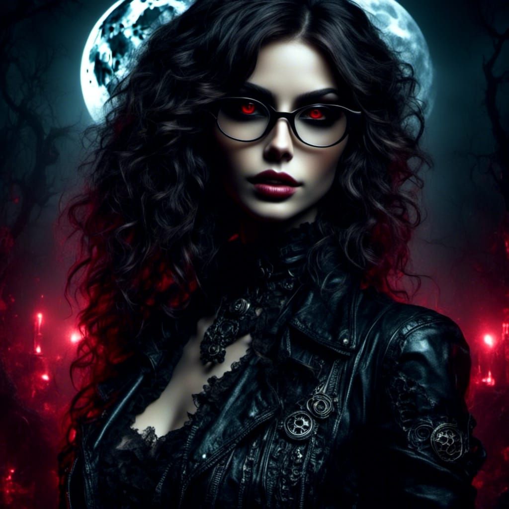 Gothic Woman in Graveyard, Rococo-Horrorcore Style