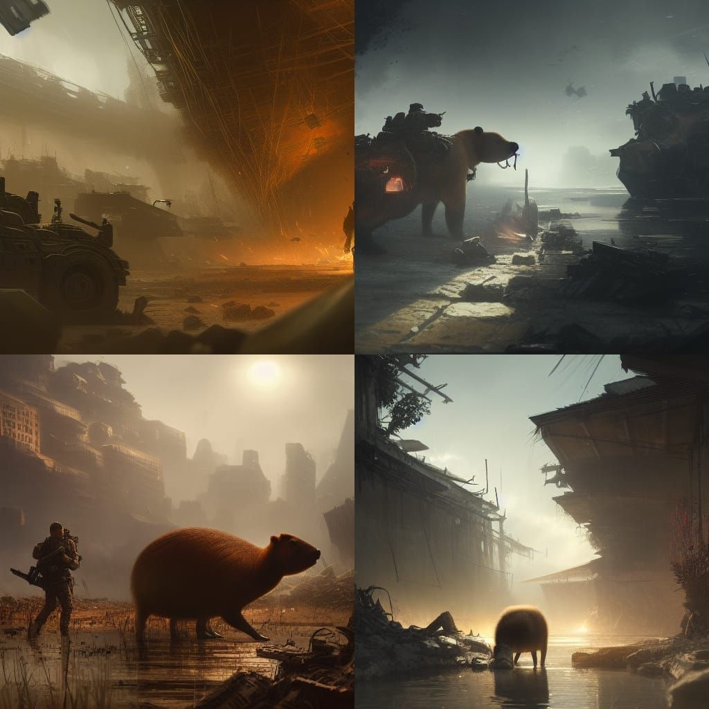 Capybara in Warzone: Dark Fantasy Concept Art