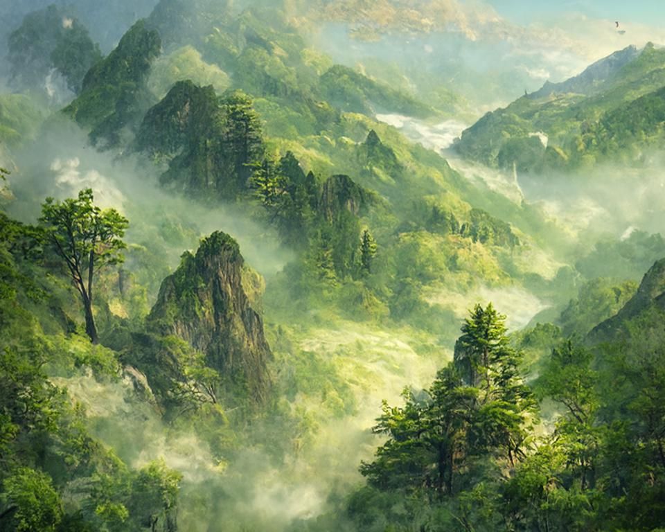 Misty Mountain Landscape Photography in Hyperrealism
