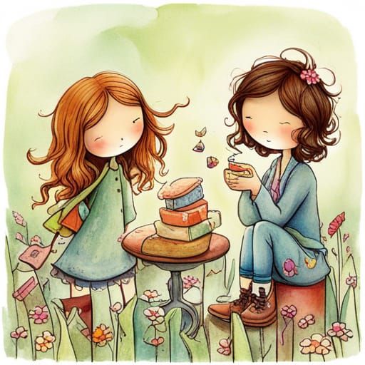 Friendship as Treasure, Vintage Illustration