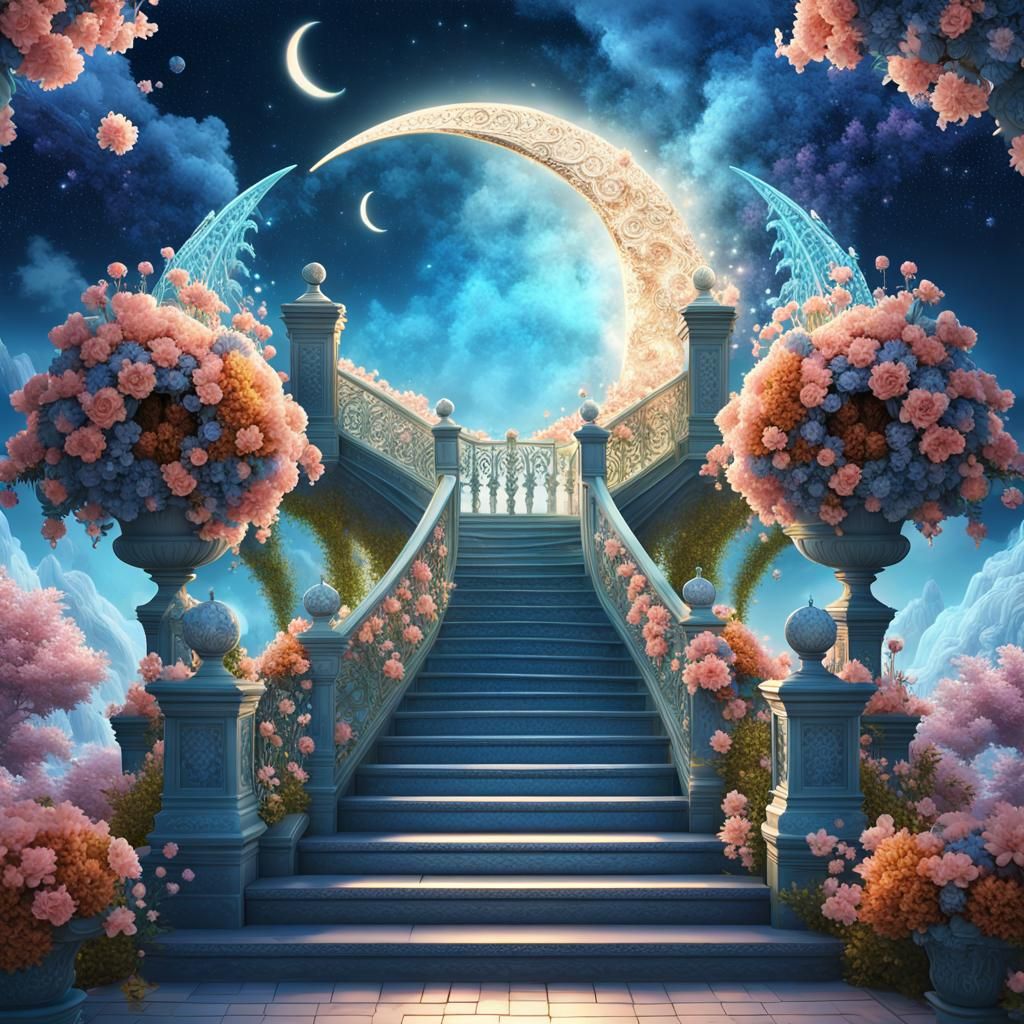 Crystal Moon Gates to a Surreal Planet in 3D