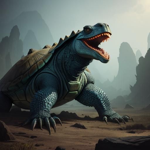 Ancient Turtle Emerges from Darkness in Fantasy Concept Art...