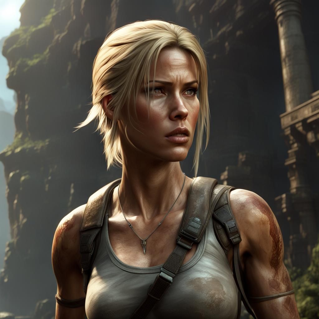 Lara Croft with Blonde Hair in Digital Art