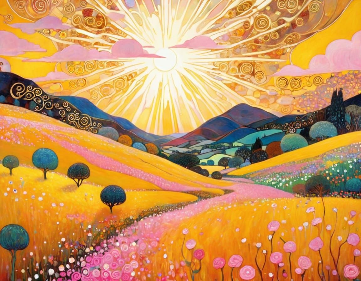 Intricate Golden Hour D&D Character in Vibrant Pink Hues