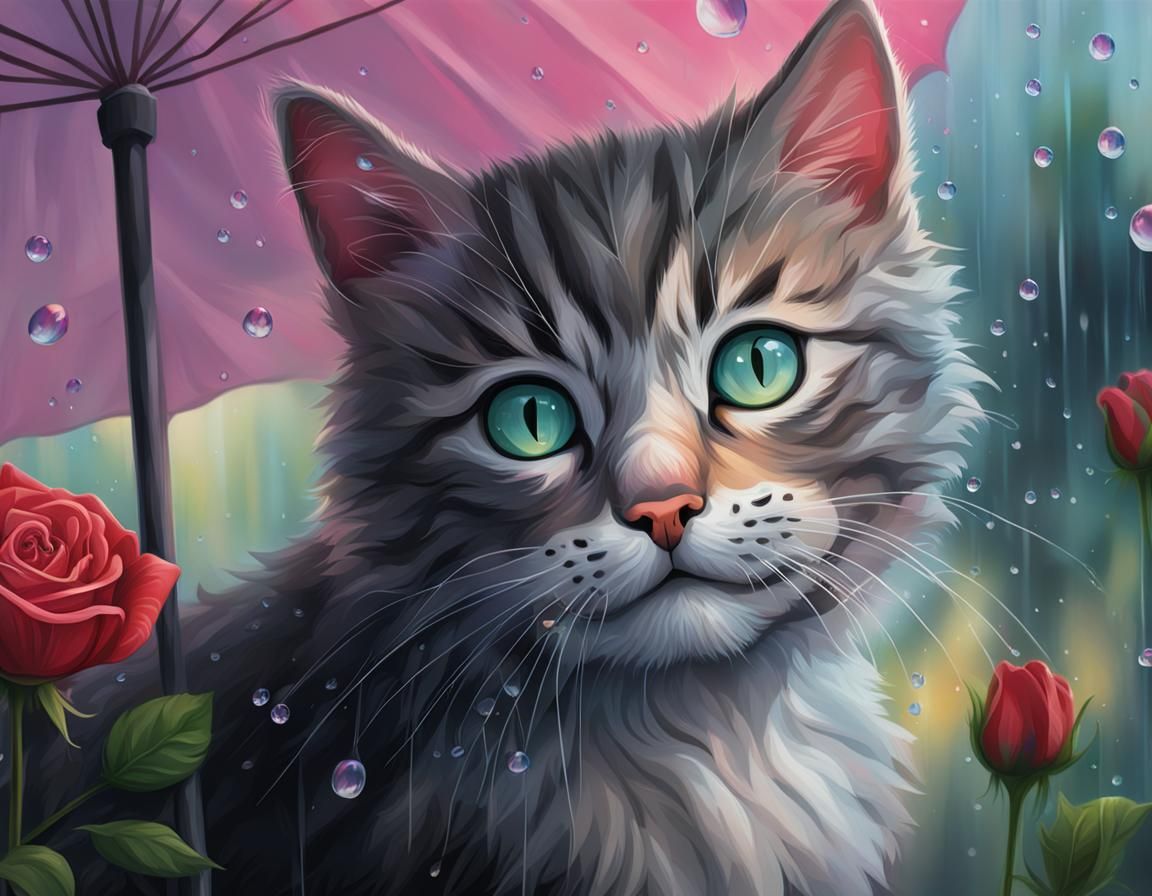 Hyperrealistic Roses, Kittens, and Raindrops