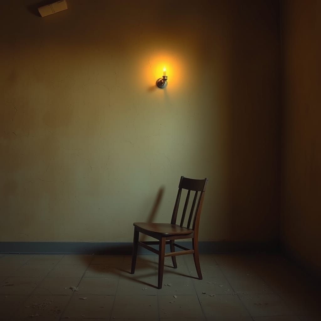 Chair in Warm Candlelight, Edward Hopper-Inspired Moody Atmo...