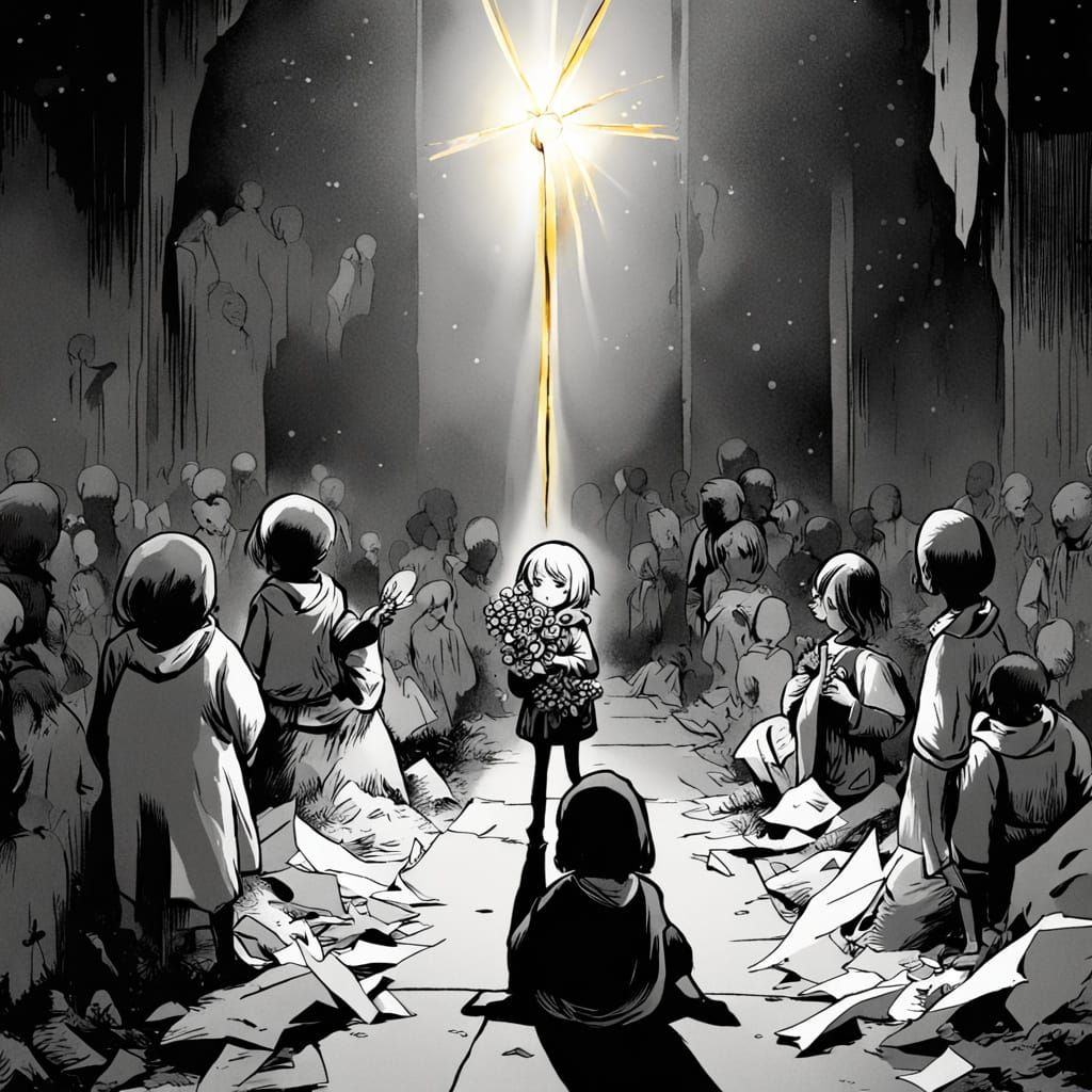 Child's Hope in Light Amidst Shadowy Room