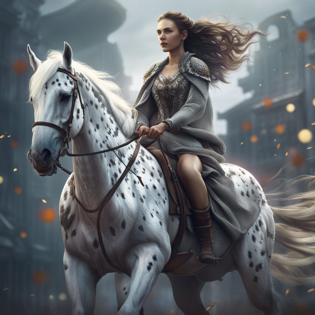 Girl Riding Horse: Detailed Fantasy Concept Art