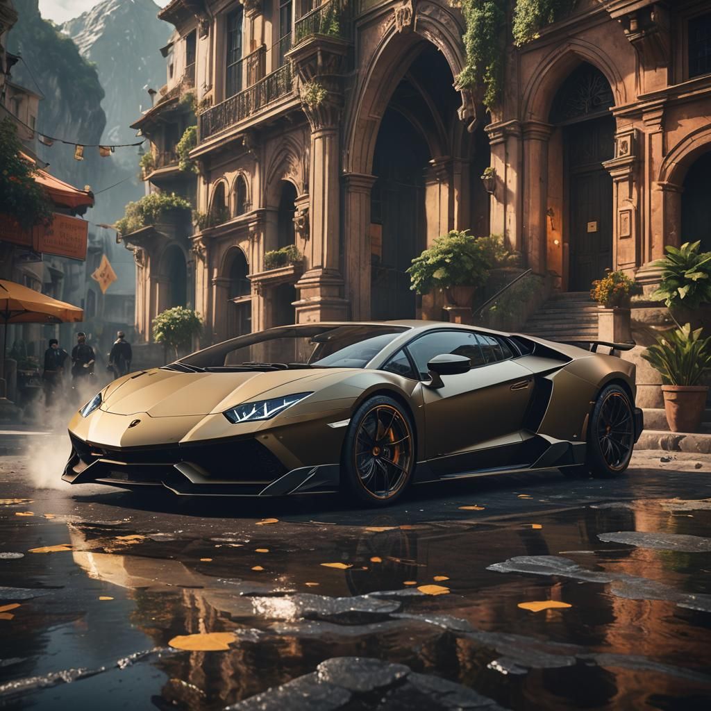 Detailed Matte Painting of a Lamborghini in 8K