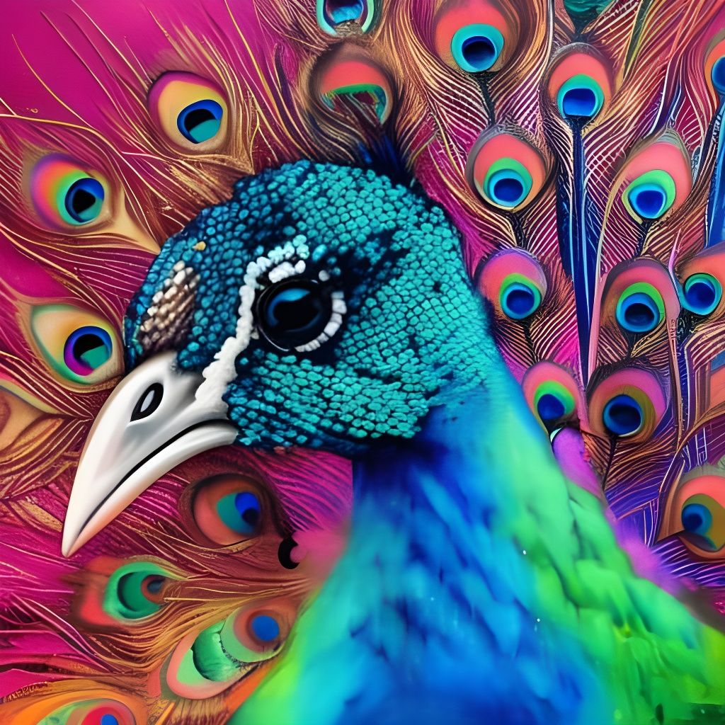 Adorable Chibi Peacock in Splash Art Style