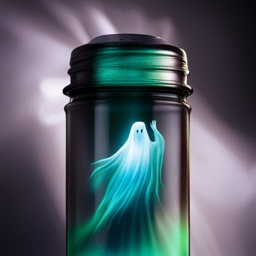 Glowing Ghost Spirit in a Bottle: Hyperrealistic Art
