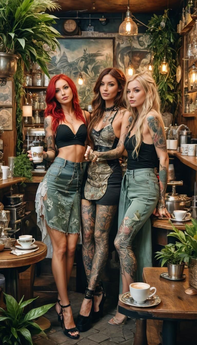 three girls - A Brunette, a Blond, and a Redhead - tattooed ...