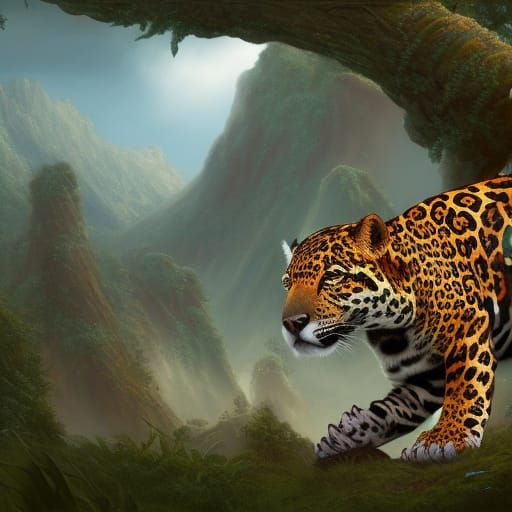 Detailed Jaguar Painting in Fantasy Style