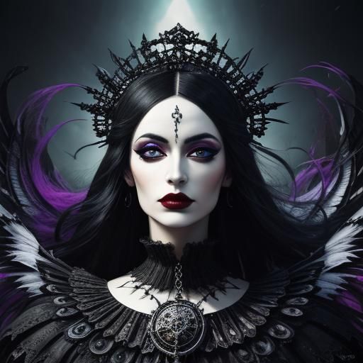 Vibrant Gothic Goddess of Yore in Hyperreal Detail