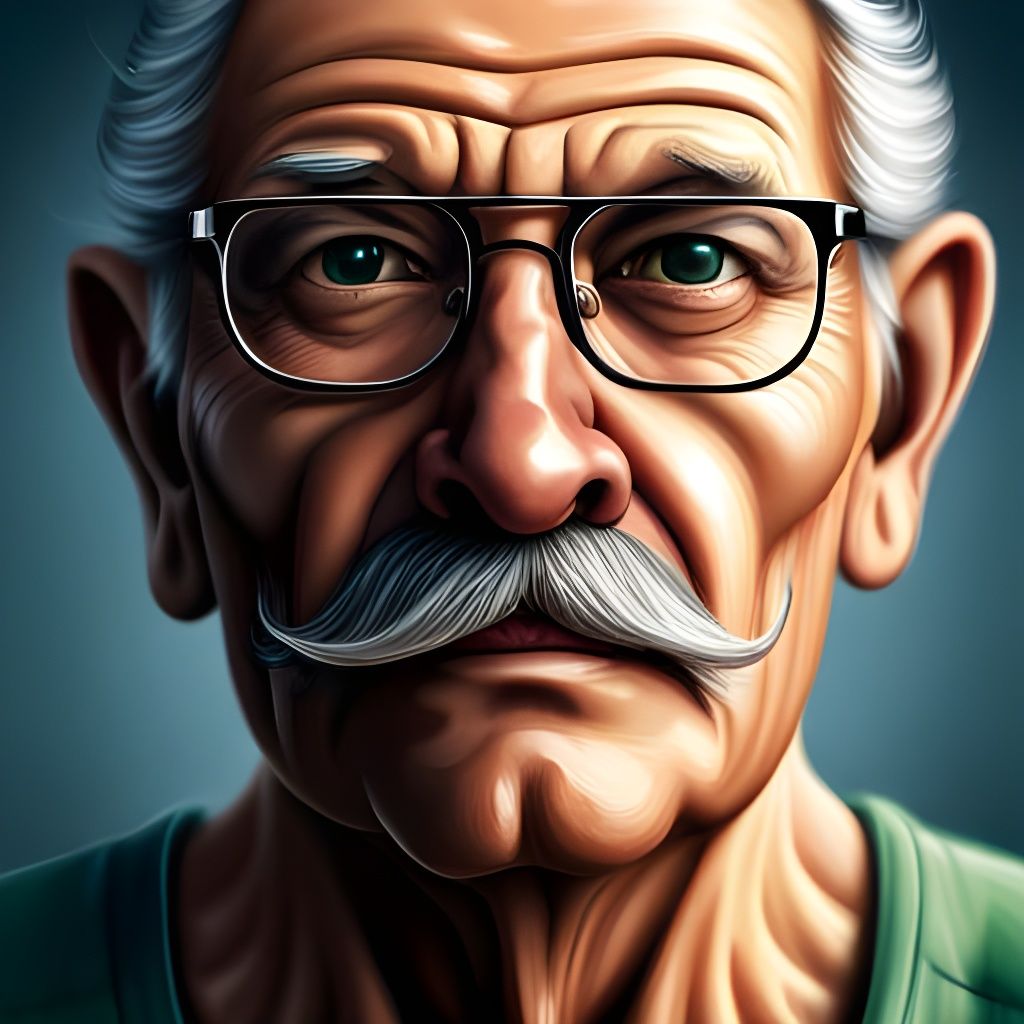 Charismatic Grandfather Portrait in Hyperrealistic Style