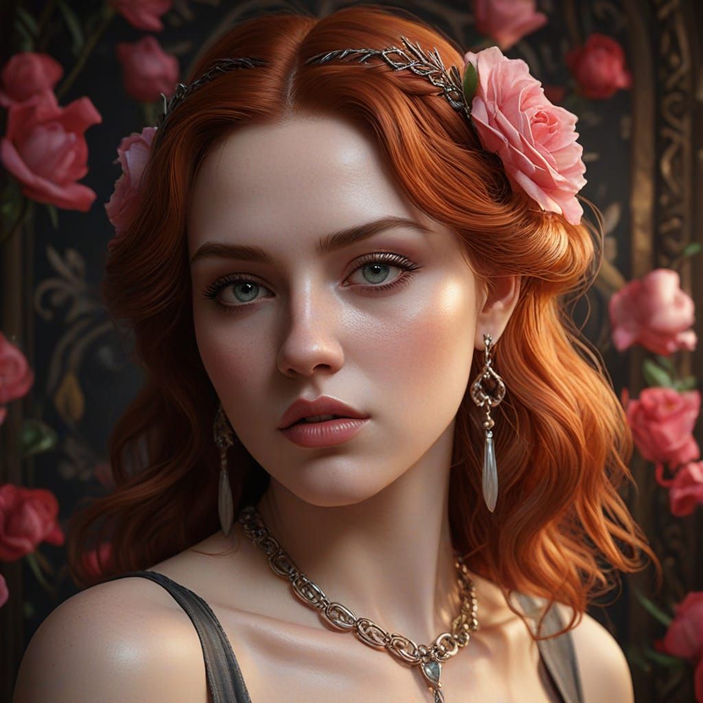 Sultry Redhead Seductress in Game of Thrones Opulence