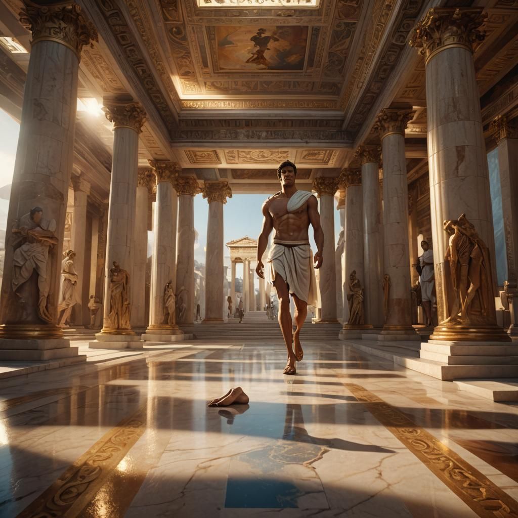 Hermes on Stage: Golden Hour Cinematic Image