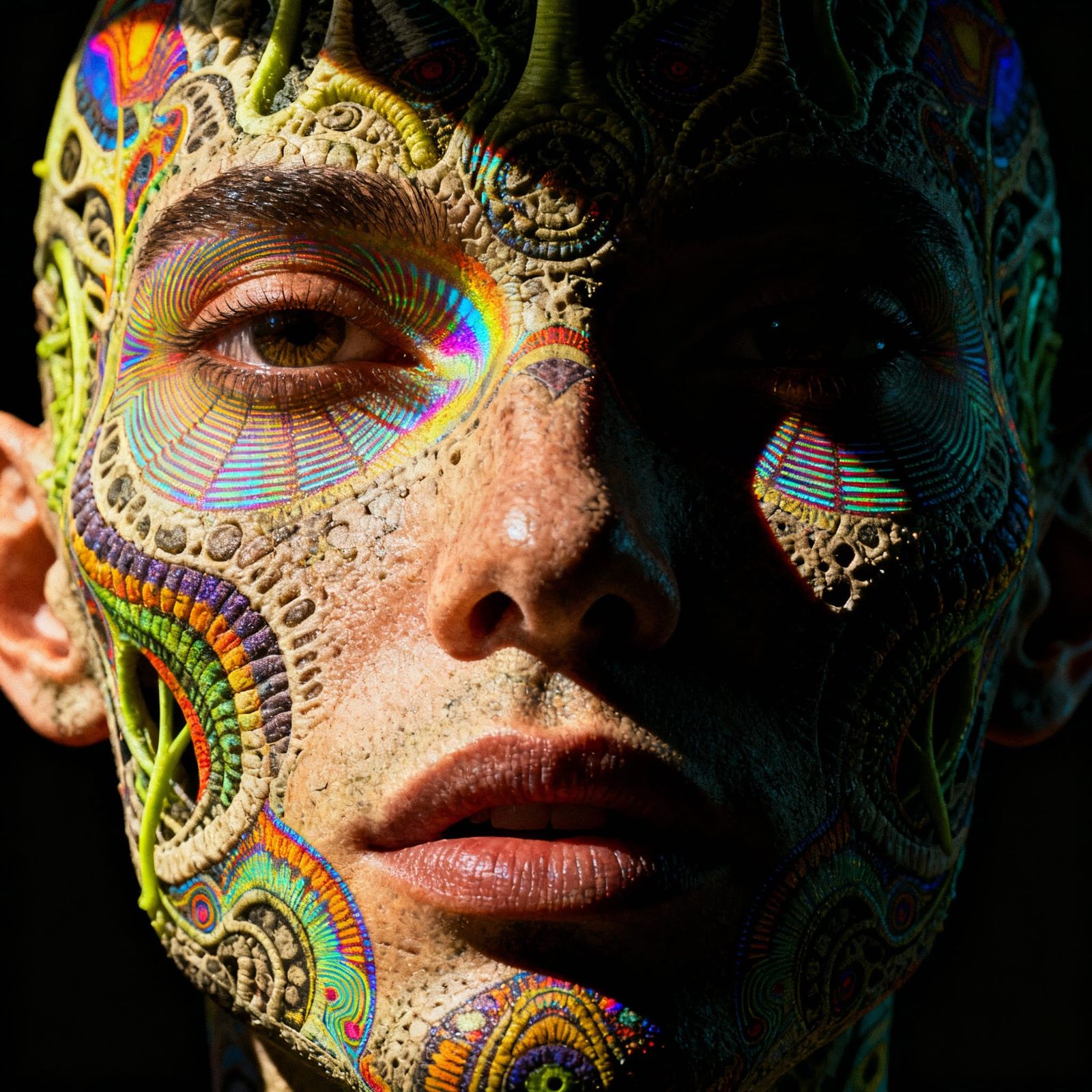 Checnozoic Face in Optical Illusion, Modern Paleo Patterns