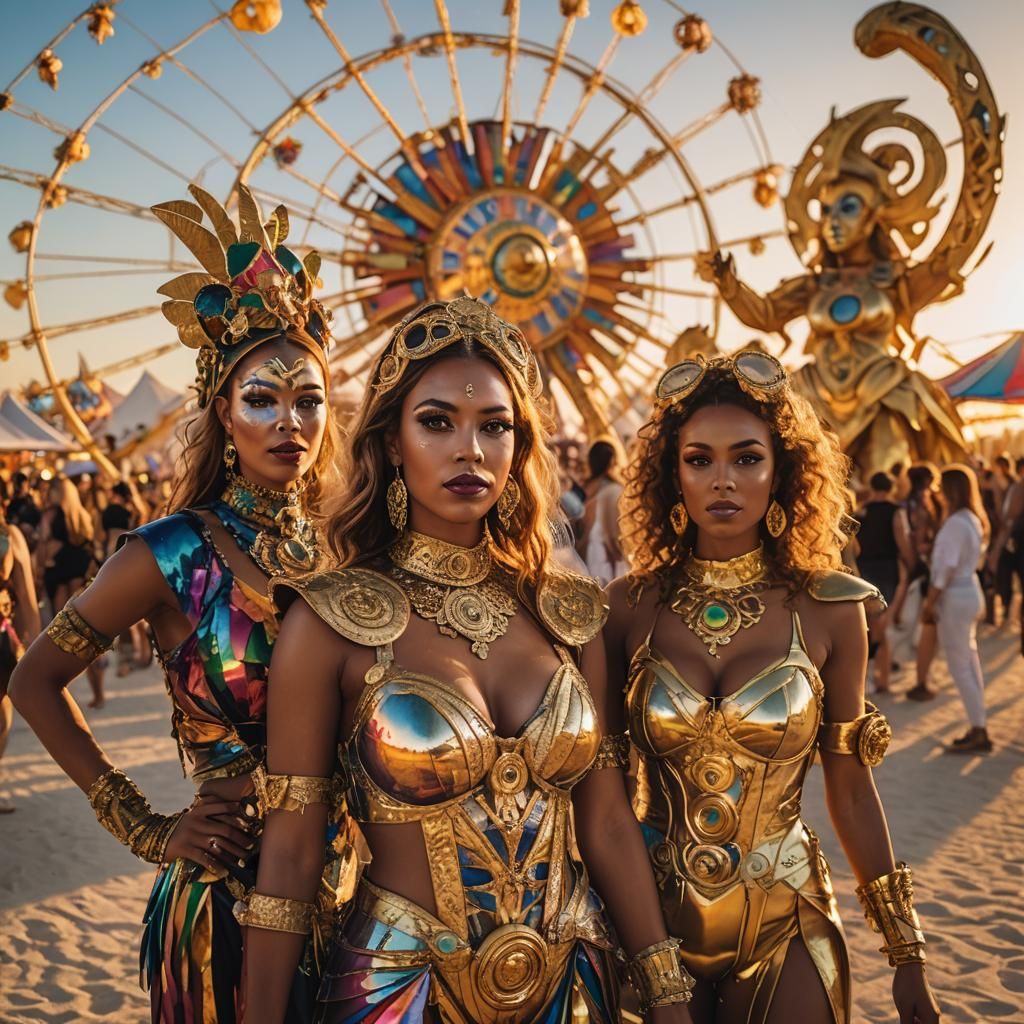 Burning Man Festival: Dynamic Photography of Eclectic Art