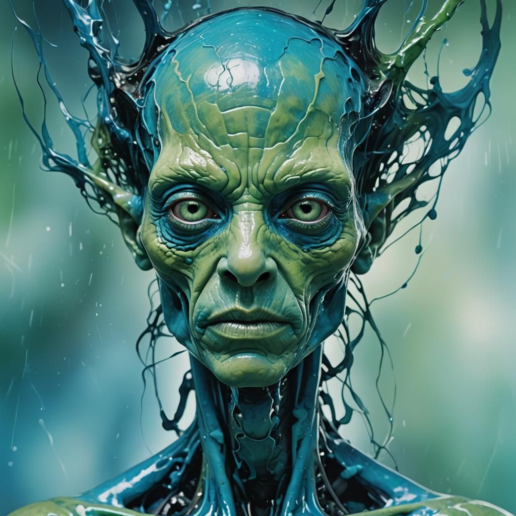 Abstract Alien Portrait in Digital Expressionist Style