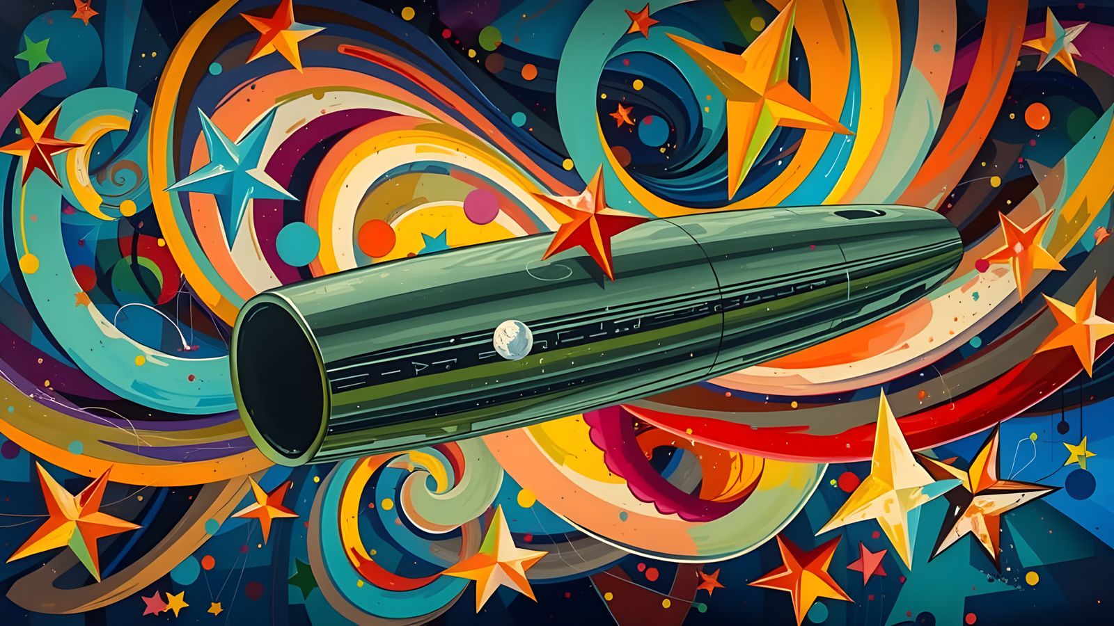 Vivid Abstract Expressionist Mirror Cylinders in Impasto Oil