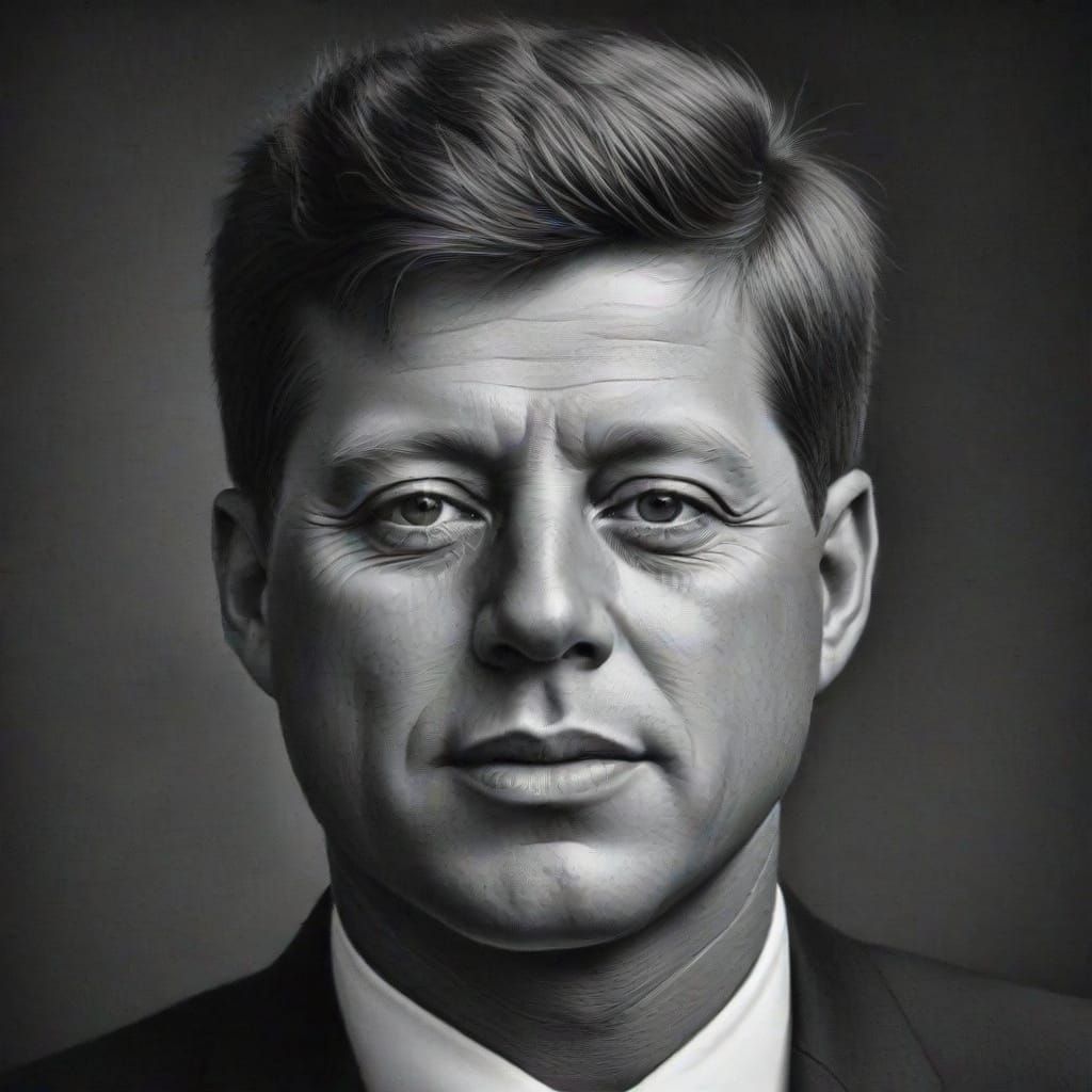 President John F. Kennedy Charcoal Portrait