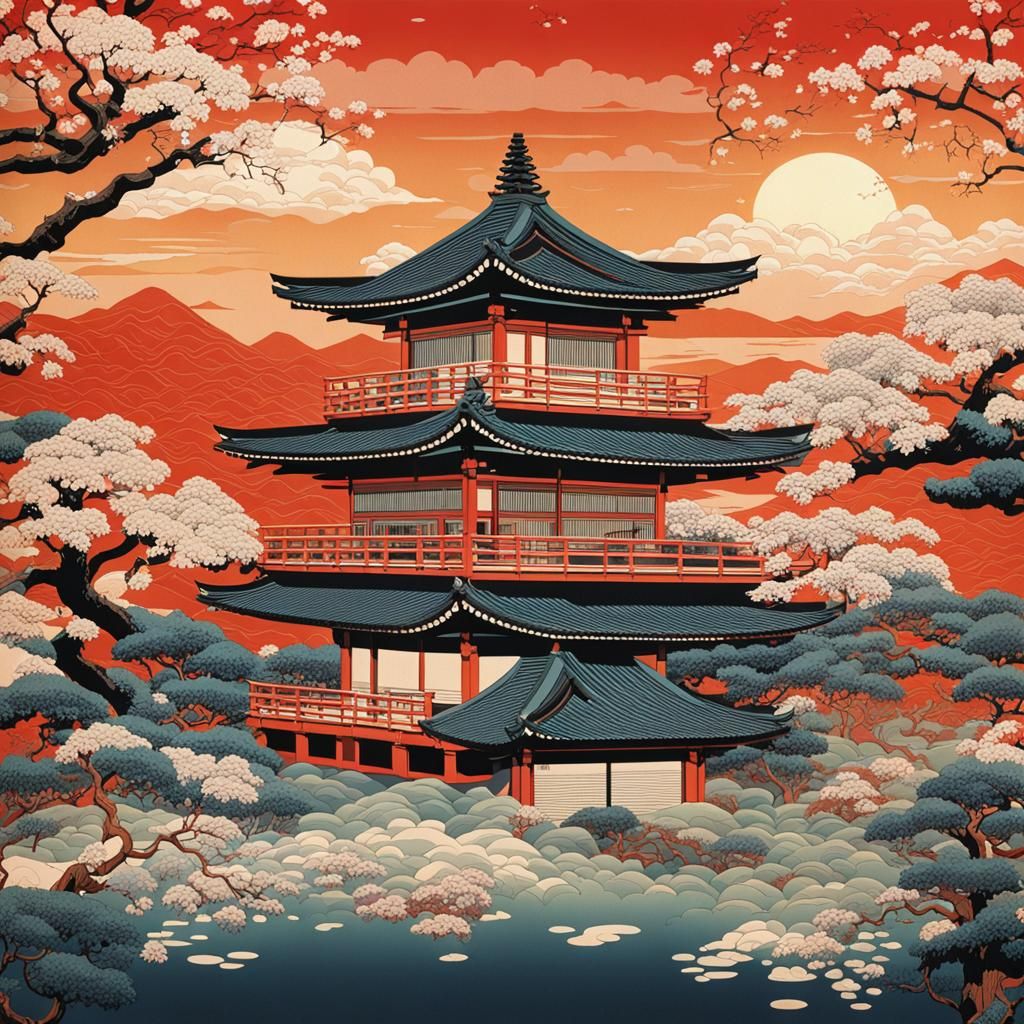 Ukiyo-e Hypermodernism with Volumetric Lighting