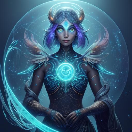 Bioluminescent Transparent Quail in Digital Art Style