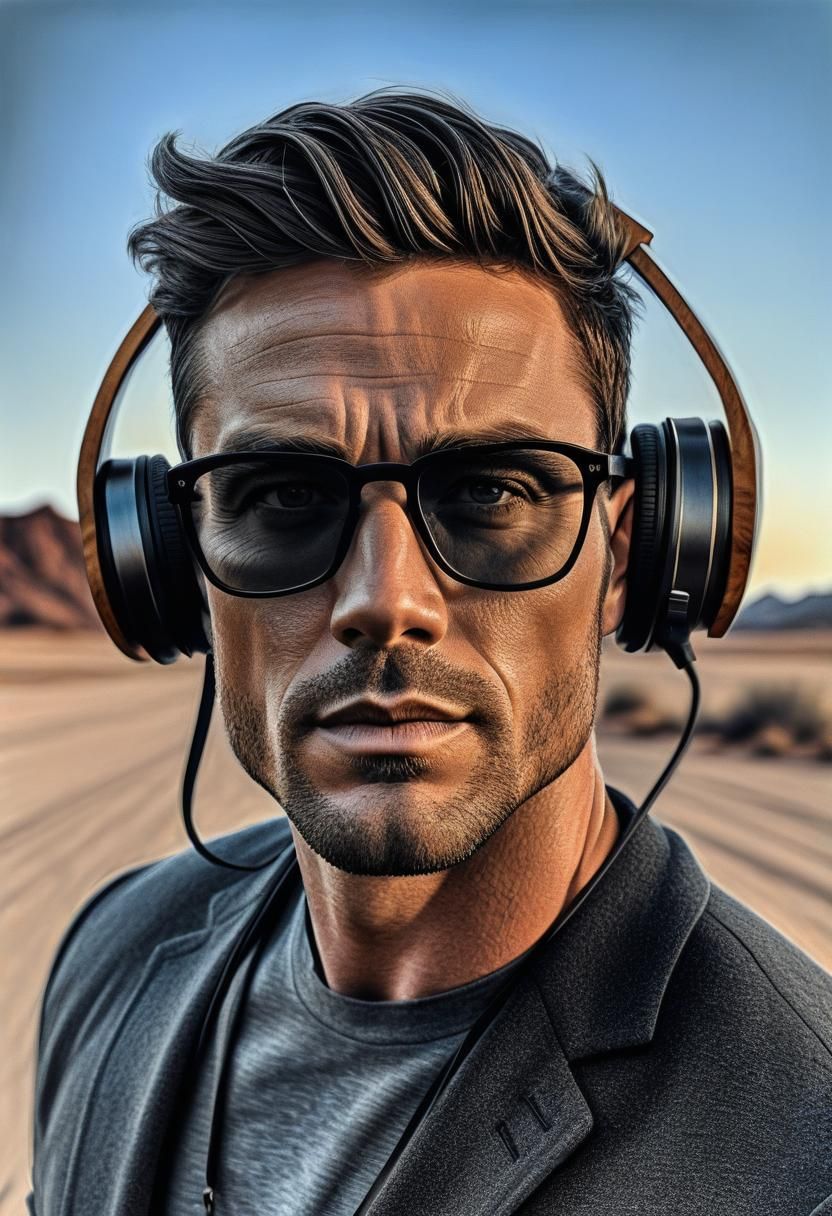 young handsome man hyperdetailed charcoal drawing