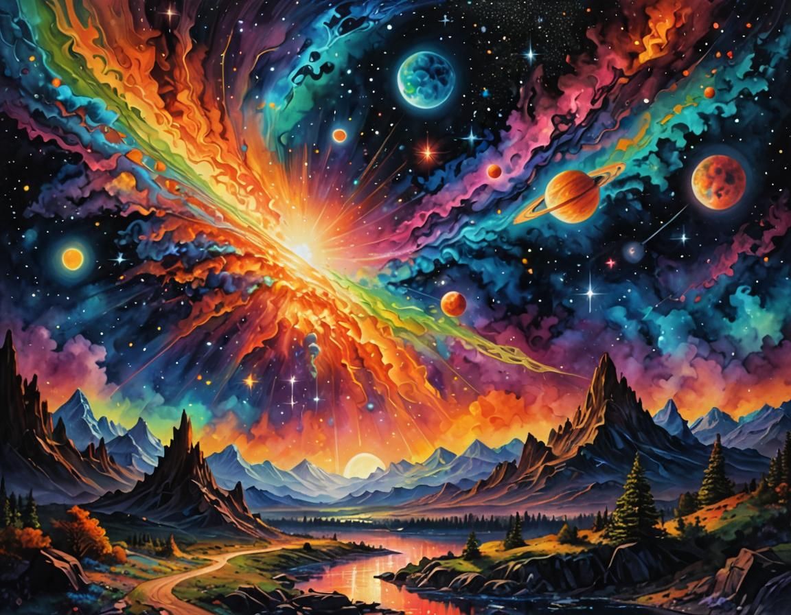 Neon Cosmos: Nebular Stars and Comets